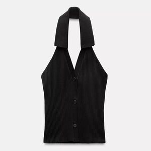Zara Black Ribbed Vest - Womens Small